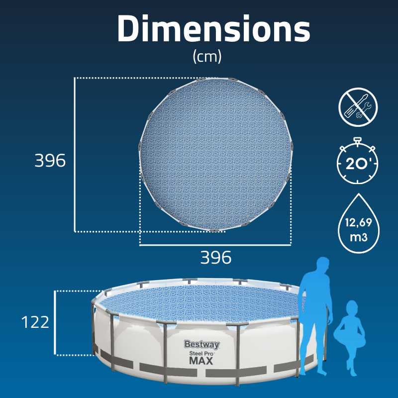 Piscine Tubulaire Ronde Bestway Steel Pro Max 396x122 Grise