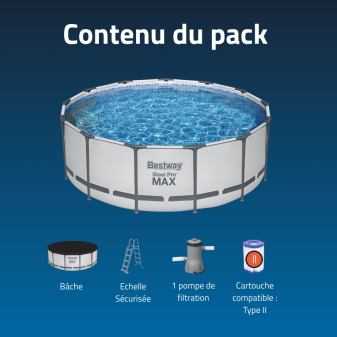 Piscine Tubulaire Ronde Bestway Steel Pro Max 396x122 Grise