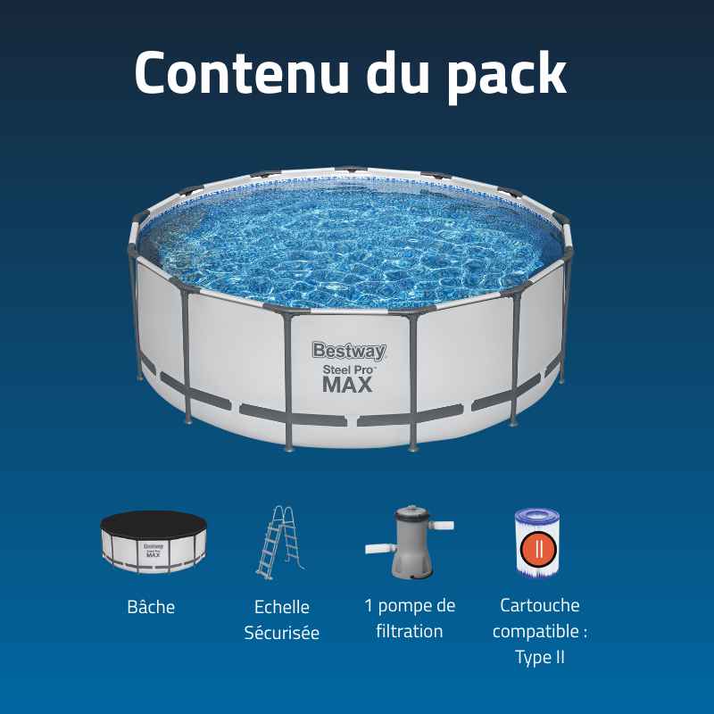 Piscine Tubulaire Ronde Bestway Steel Pro Max 396x122 Grise