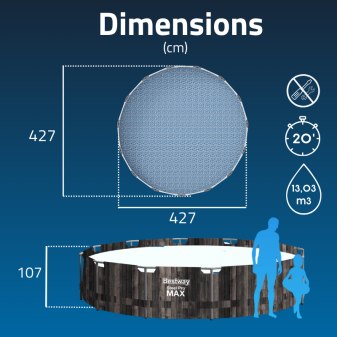 Piscine hors sol tubulaire ronde Bestway Steel Pro Max 427 x 107 cm décor bois