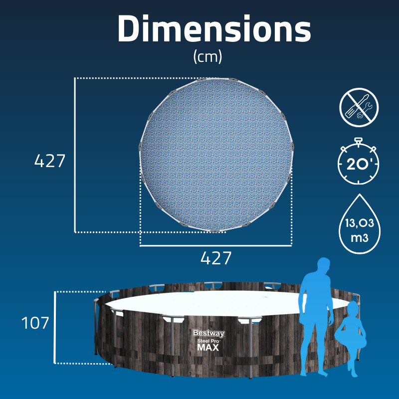 Piscine Tubulaire Ronde Bestway Steel Pro Max 427x107 Bois