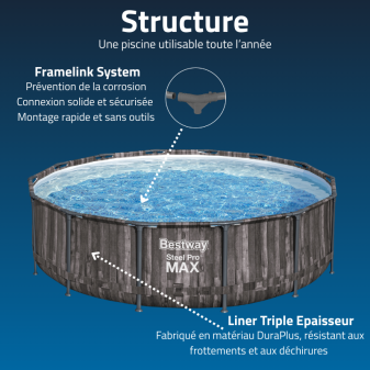 Piscine Tubulaire Ronde Bestway Steel Pro Max 427x107 Bois