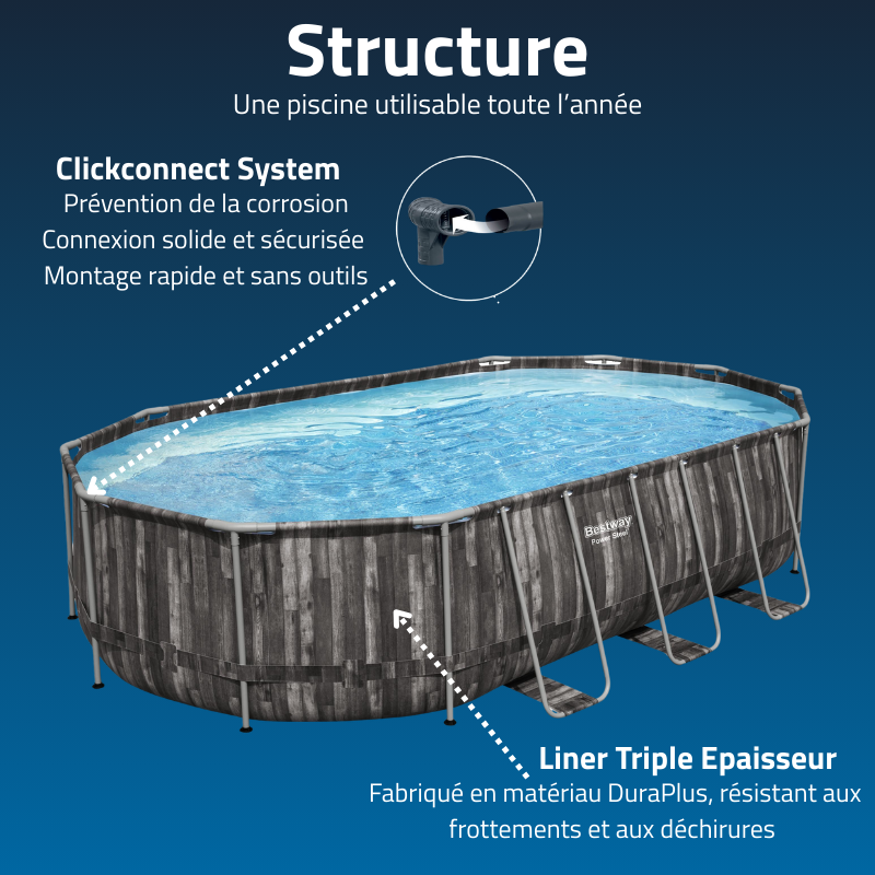 Piscine hors sol ovale 610 x 366 x 122 cm Power Steel Piscine hors sol ovale 610 x 366 x 122 cm Power Steel