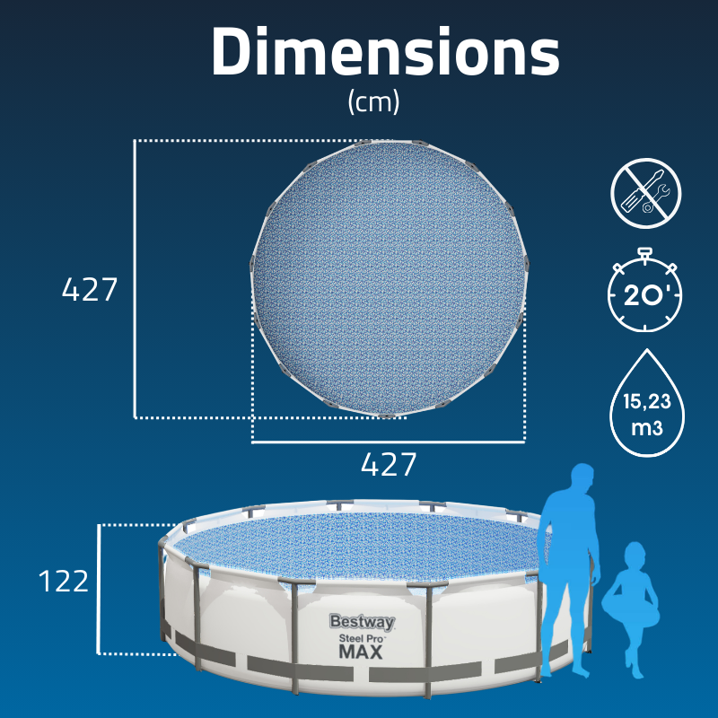 Piscine Tubulaire Ronde Bestway Steel Pro Max 427x122 Grise