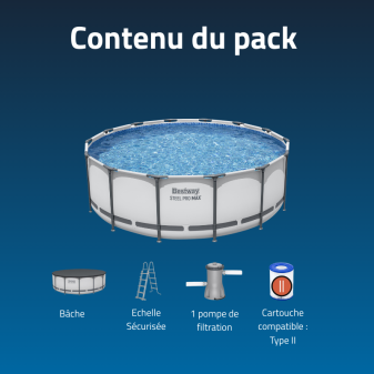 Piscine Tubulaire Ronde Bestway Steel Pro Max 427x122 Grise