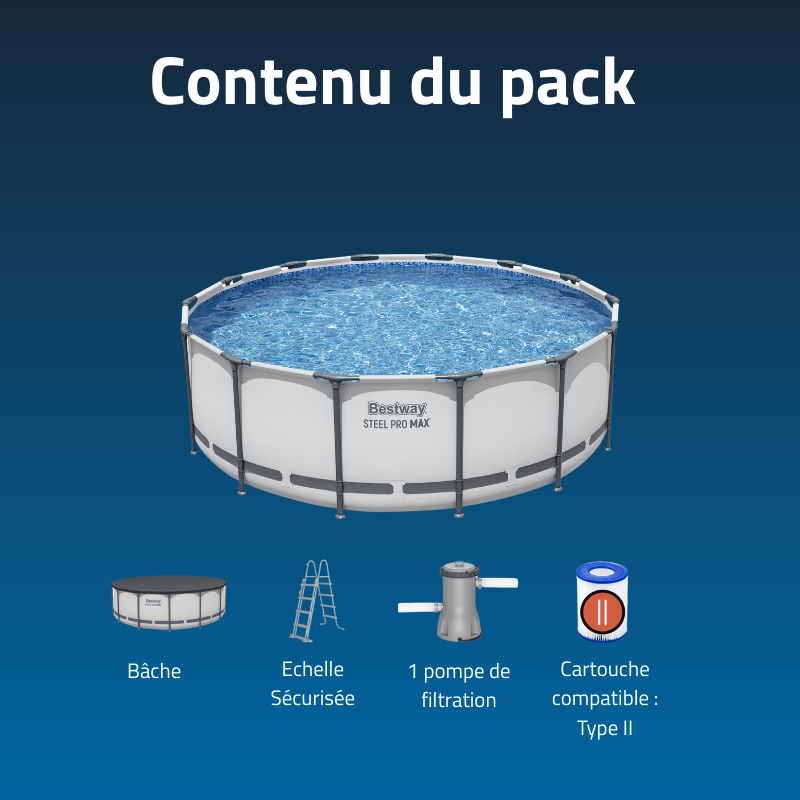 Piscine Tubulaire Ronde Bestway Steel Pro Max 427x122 Grise