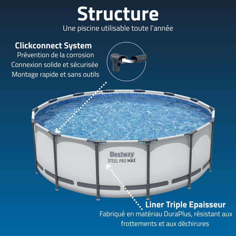 Piscine Tubulaire Ronde Bestway Steel Pro Max 427x122 Grise