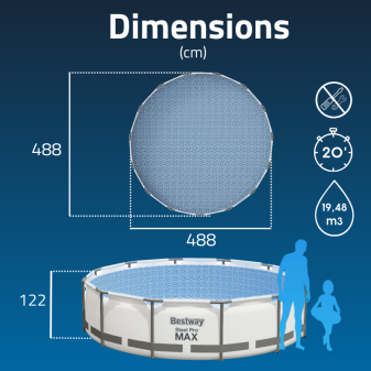 Piscine Tubulaire Ronde Bestway Steel Pro Max 488x122 Grise