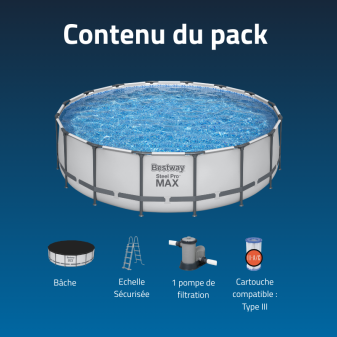 Piscine Tubulaire Ronde Bestway Steel Pro Max 488x122 Grise