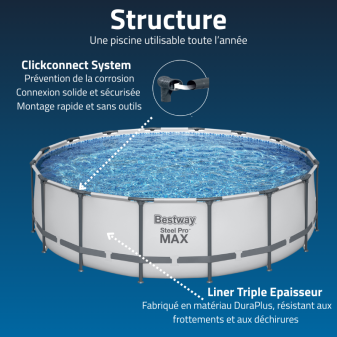 Piscine Tubulaire Ronde Bestway Steel Pro Max 488x122 Grise