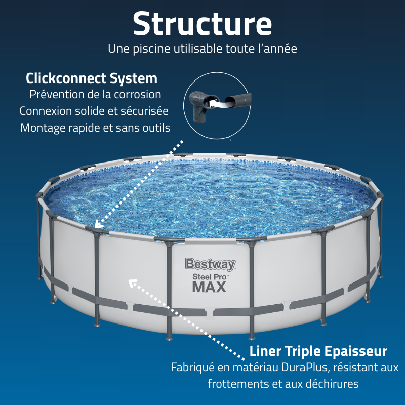 Piscine Tubulaire Ronde Bestway Steel Pro Max 488x122 Grise