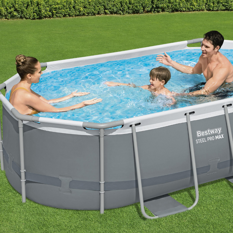 Piscine Tubulaire Ovale Bestway Steel Pro Max 305x200 Grise