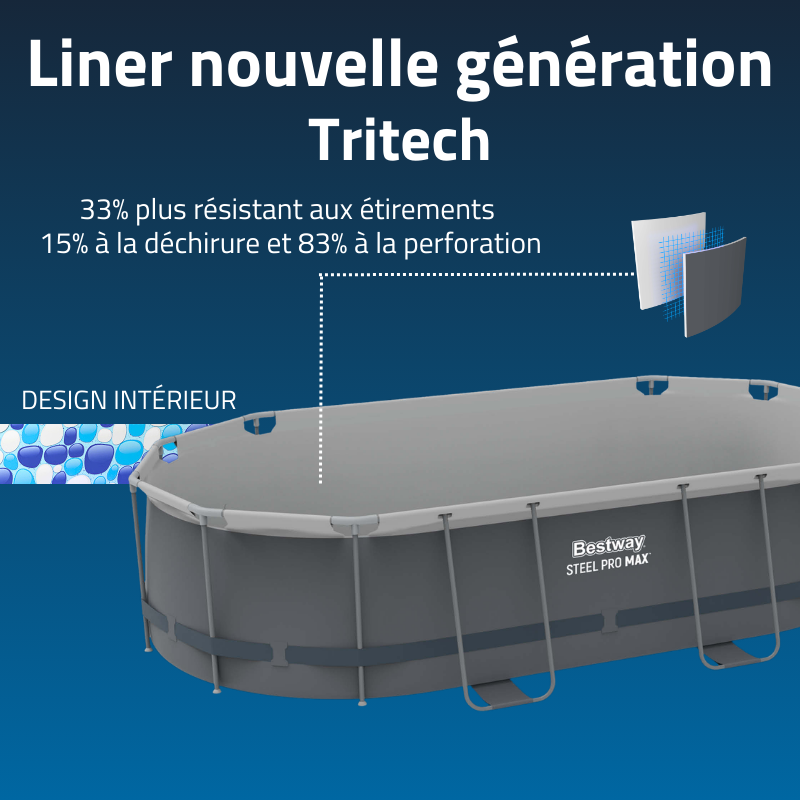 Piscine Tubulaire Ovale Bestway Steel Pro Max 305x200 Grise
