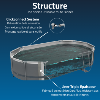 Piscine Tubulaire Ovale Bestway Steel Pro Max 305x200 Grise