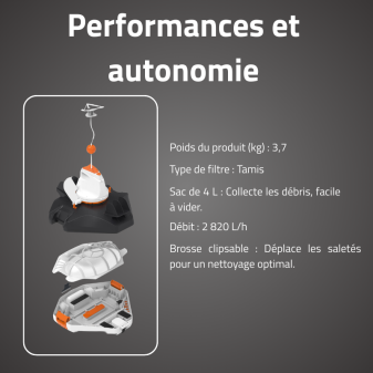 Robot de piscine autonome AquaRover pour fond plat