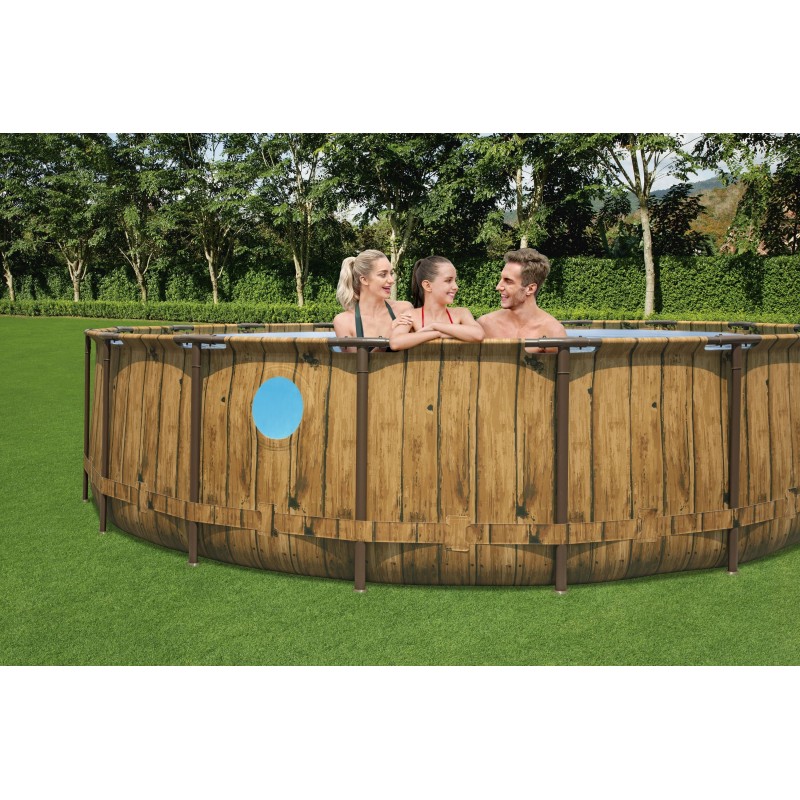Piscine hors sol ronde Power Steel Swim Vista 549 x 122 cm motif bois