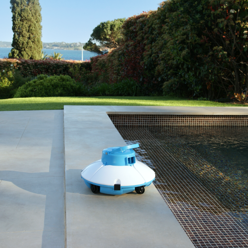 Robot Sans Fil Frisbee Bleu - Fond Plat 15m²