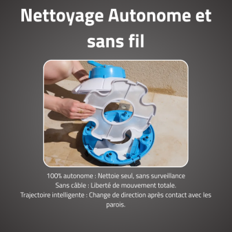 Robot piscine autonome Frisbee bleu - nettoyage fond plat - 5x3m max