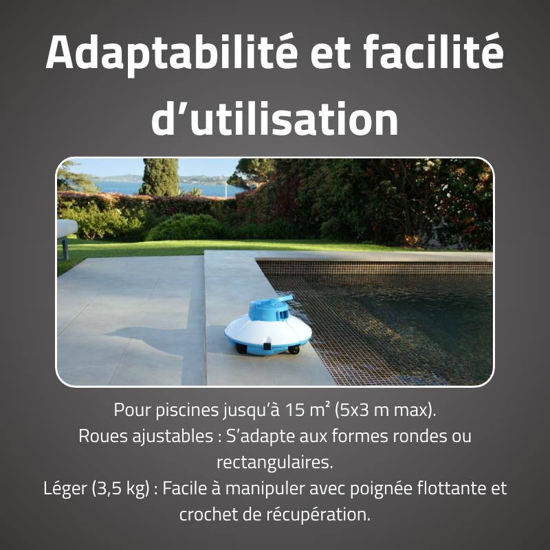 Robot piscine Frisbee bleu - fond plat - 5x3 m max Robot piscine Frisbee bleu - fond plat - 5x3 m max