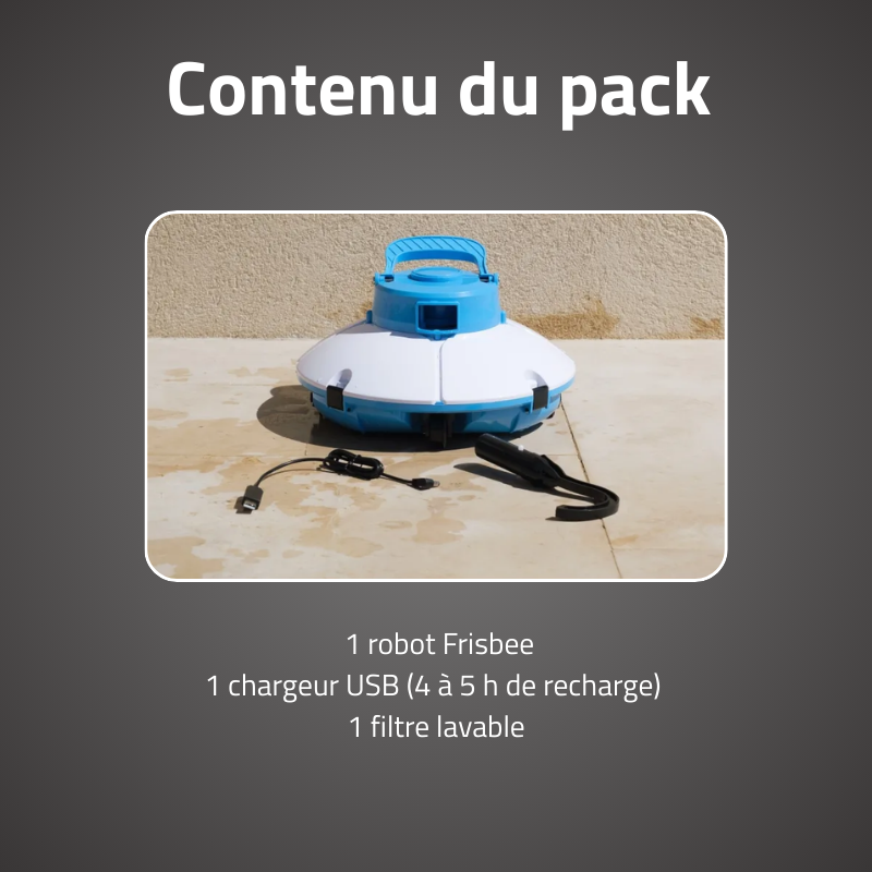 Robot piscine Frisbee bleu - fond plat - 5x3 m max Robot piscine Frisbee bleu - fond plat - 5x3 m max