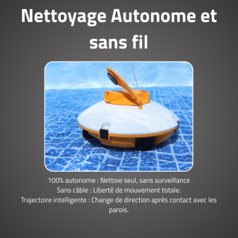 Robot piscine sans fil Frisbee orange nettoyage fond plat 15 m² max
