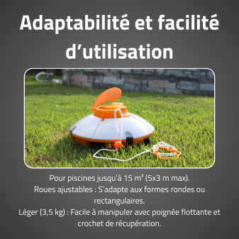 Robot piscine Frisbee orange - fond plat - 5x3 m max