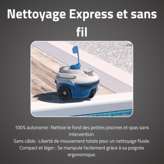 Robot piscine autonome Guppy bleu - nettoyage fond plat - 10m² max