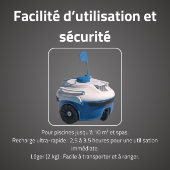 Robot Sans Fil Guppy Bleu - Fond Plat 10m² Robot Sans Fil Guppy Bleu - Fond Plat 10m²