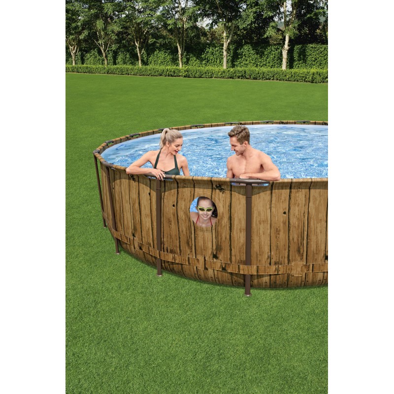 Piscine hors sol ronde Power Steel Swim Vista 549 x 122 cm motif bois