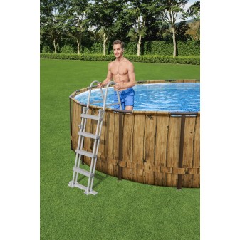 Piscine hors sol ronde Power Steel Swim Vista 549 x 122 cm motif bois