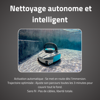 Robot piscine autonome Agathe - nettoyage fond plat - 15 m² max