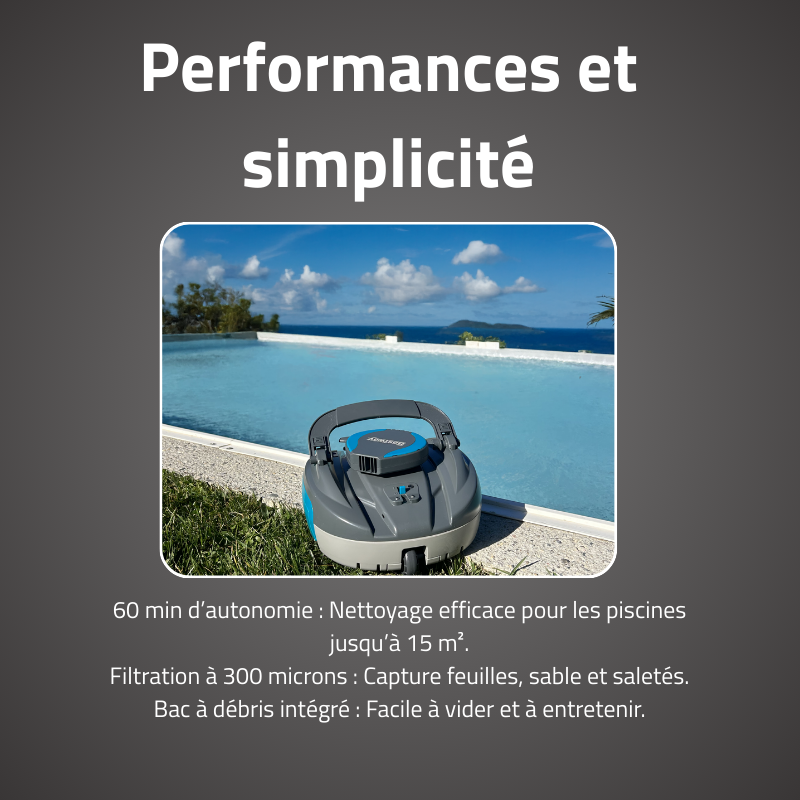 Robot piscine Agathe - fond plat - 15 m² max