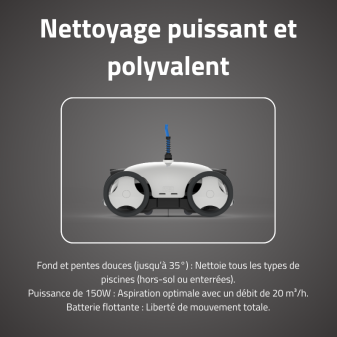 Robot piscine électrique Falcon+ - nettoyage fond et pentes - 28m² max