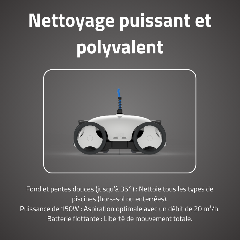 Robot Piscine Falcon+ - Fond et Pentes 28m²
