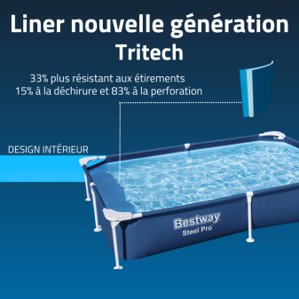 Piscine Tubulaire Rect. Bestway Steel Pro 221x150 Bleue