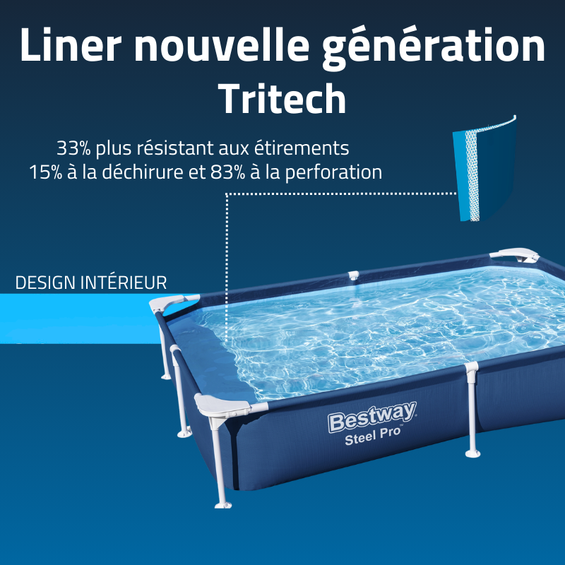 Piscine Tubulaire Rect. Bestway Steel Pro 221x150 Bleue