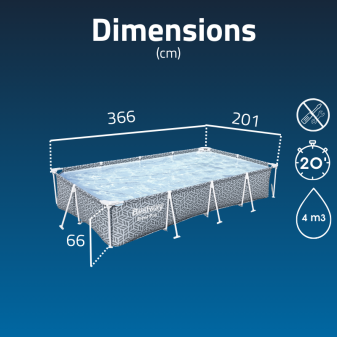 Piscine Tubulaire Rect. Bestway Steel Pro 366x201 Graphique