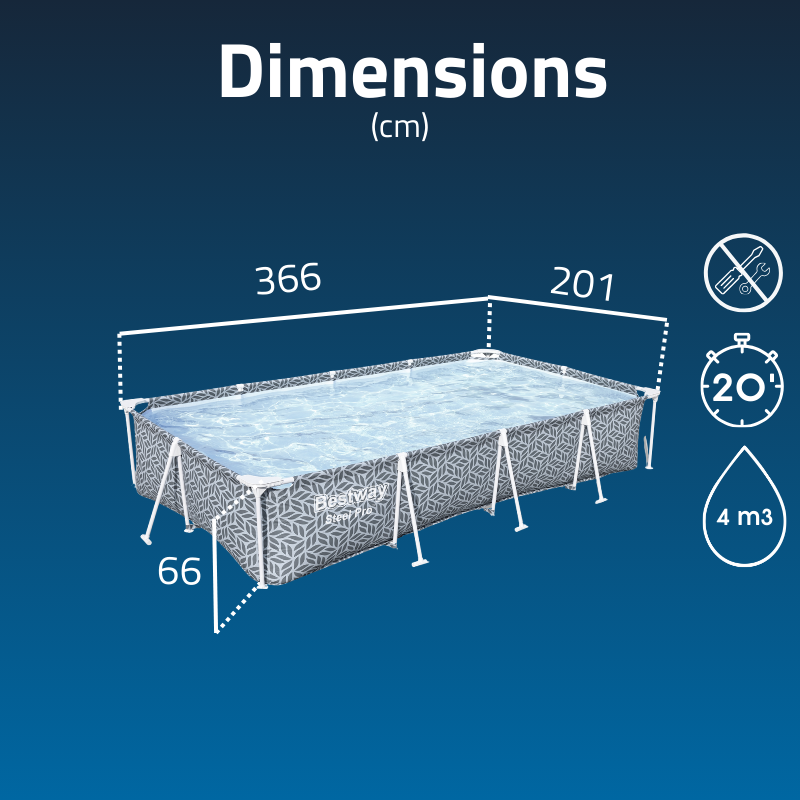 Piscine Tubulaire Rect. Bestway Steel Pro 366x201 Graphique