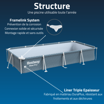 Piscine Tubulaire Rect. Bestway Steel Pro 366x201 Graphique