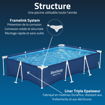 Piscine Tubulaire Rect. Bestway Steel Pro 300x201 Bleue