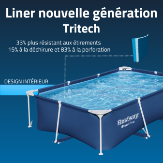 Piscine Tubulaire Rect. Bestway Steel Pro 259x170 Bleue