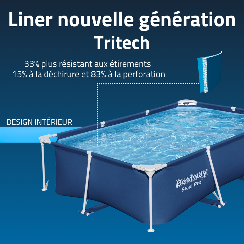 Piscine Tubulaire Rect. Bestway Steel Pro 259x170 Bleue