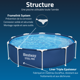 Piscine Tubulaire Ronde Bestway Steel Pro 305x76 Bleue