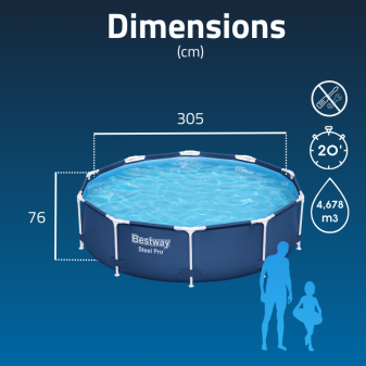 Piscine Tubulaire Ronde Bestway Steel Pro 305x76 Bleue