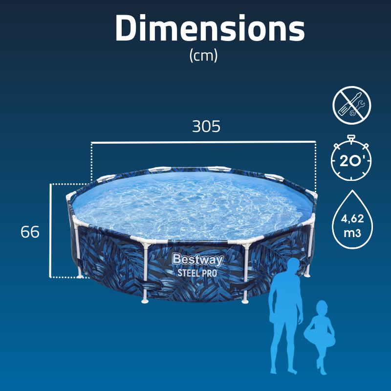 Piscine Tubulaire Ronde Bestway Steel Pro 305x66 Tropical