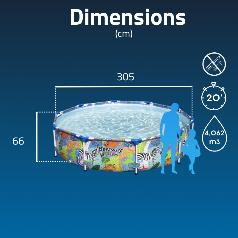 Piscine Tubulaire Ronde Bestway Steel Pro 305x66 Bleue