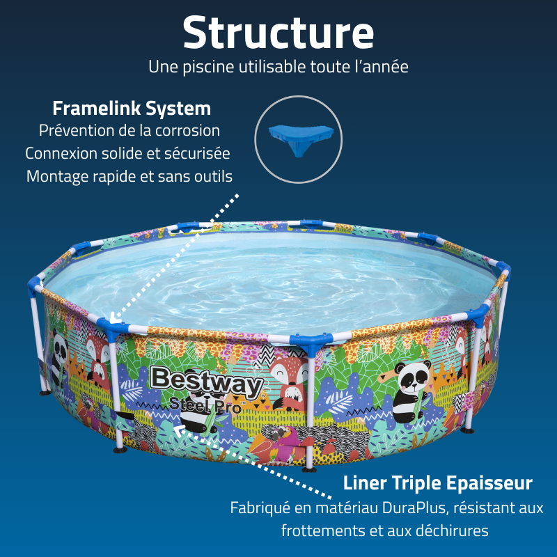 Piscine Tubulaire Ronde Bestway Steel Pro 274x66 Panda
