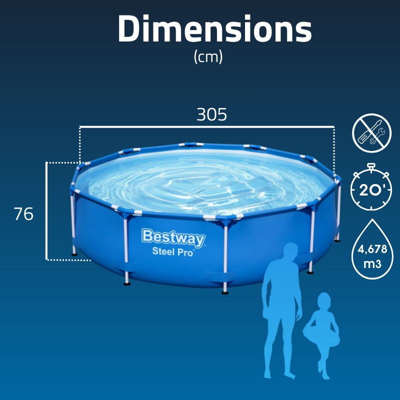 Piscine Tubulaire Ronde Bestway Steel Pro 305x76 Bleue