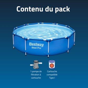 Piscine Tubulaire Ronde Bestway Steel Pro 305x76 Bleue