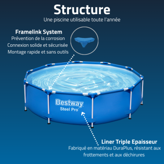 Piscine Tubulaire Ronde Bestway Steel Pro 305x76 Bleue